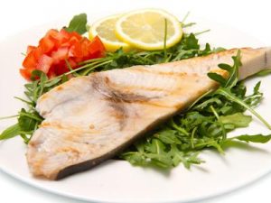 roaster swordfish on a plate